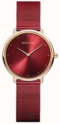 Bering Klasyczny damski czerwono-różowo-złoty zegarek 15729-363