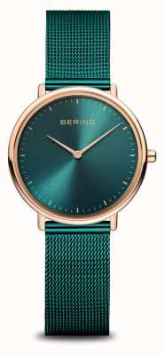 Bering Klasyczny zielono-różowozłoty zegarek damski 15729-868