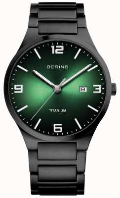 Bering Męski zegarek z tytanową zieloną tarczą 15240-728