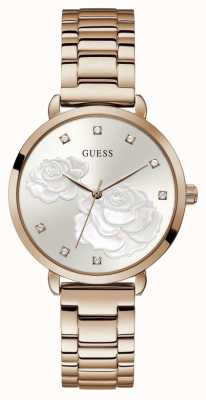 Guess Musująca róża | damska stalowa bransoletka pozłacana różowym złotem | srebrna tarcza GW0242L3