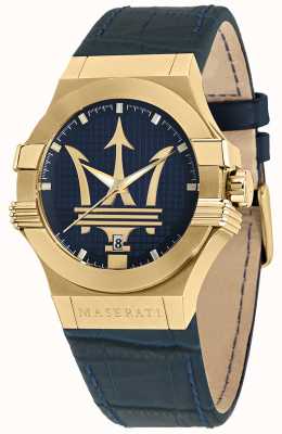 Maserati Męski zegarek z niebieskim skórzanym paskiem Potenza R8851108035