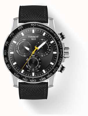 Tissot Supersportowe męskie chronografy | czarna tarcza | czarny skórzany pasek T1256171705102