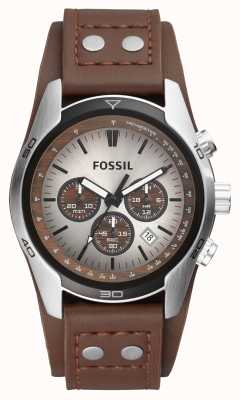 Fossil Woźnica mężczyzn | chronograf sportowy | zegarek z brązowym skórzanym paskiem CH2565