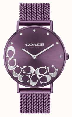Coach Damski zegarek z bransoletą z fioletowej siatki perry 14503823