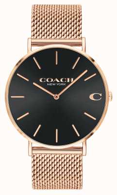 Coach | Karol | czarna tarcza słońca | bransoletka z różowego złota | 14602552