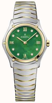 EBEL Sportowa klasyka dla kobiet | zielona masa perłowa | zestaw diamentów 1216541