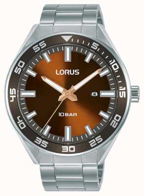 Lorus Sportowy zegarek kwarcowy brązowa tarcza sunray RH937NX9