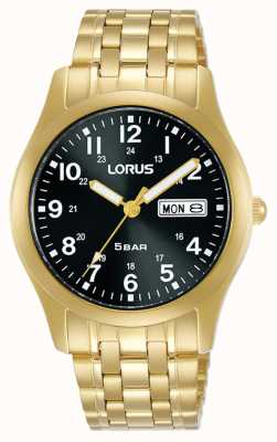 Lorus Klasyczny zegarek kwarcowy 38 mm czarna tarcza żółte złoto RXN76DX9