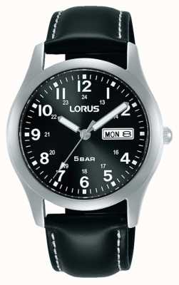 Lorus Klasyczny zegarek kwarcowy 38 mm z czarną tarczą skórzany pasek RXN79DX9