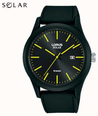 Lorus 42 mm czarny silikonowy pasek do zegarka słonecznego RX301AX9