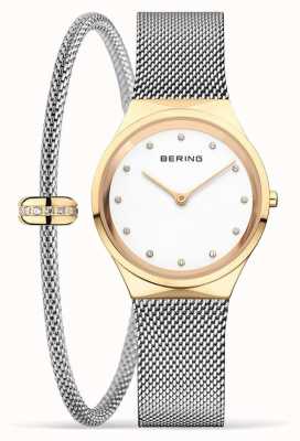 Bering Klasyczny damski zestaw zegarków i bransoletek z polerowanego złota 12131-010-190-GWP1