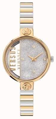 Versus Versace Dwukolorowy zegarek z brokatem Rue denoyez VSPZV0221