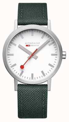 Mondaine Klasyczny zegarek 40 mm z paskiem tekstylnym w kolorze parkowej zieleni A660.30360.17SBS