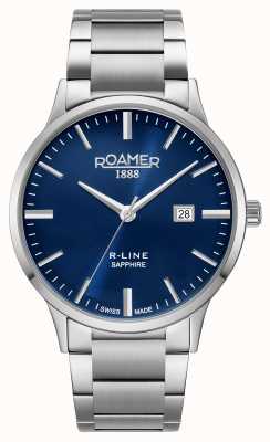 Roamer R-line klasyczna stalowa bransoleta z niebieską tarczą 718833 41 45 70
