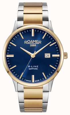 Roamer R-line klasyczna niebieska tarcza złota dwukolorowa bransoletka 718833 48 45 70