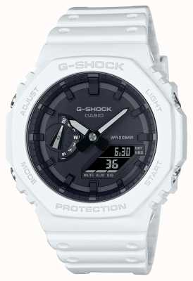 Casio Zegarek G-shock z serii Octagon z białą osłoną rdzenia węglowego GA-2100-7AER