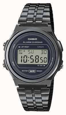 Casio Cyfrowy czarny zegarek kwarcowy w stylu vintage A171WEGG-1AEF
