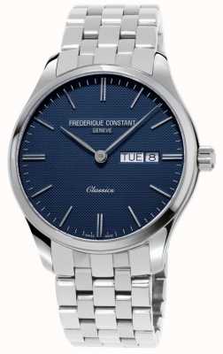 Frederique Constant Klasyczny męski zegarek ze stali nierdzewnej z niebieską tarczą kwarcową FC-225NT5B6B