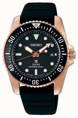 Seiko Prospex kompaktowy solarny zegarek 38,5 mm z czarną tarczą w kolorze różowego złota SNE586P1