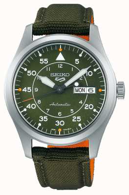 Seiko 5 sportowych zegarków flieger z automatyczną zieloną tarczą i zielonym paskiem SRPH29K1