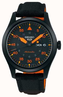 Seiko 5 sportowych automatycznych czarno-pomarańczowych zegarków flieger SRPH33K1