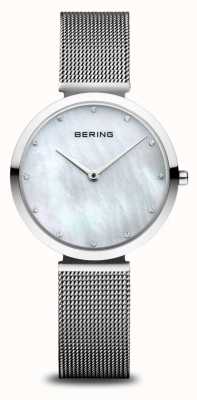 Bering Klasyczny | tarcza z masy perłowej | pasek mediolański | polerowana obudowa ze stali nierdzewnej 18132-004