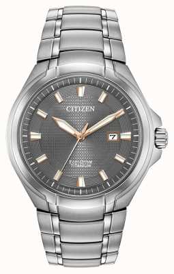 Citizen Męski zegarek z tytanową szarą tarczą Eco-drive BM7431-51H