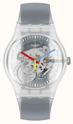 Swatch Wyraźnie czarny zegarek w paski unisex SUOK157