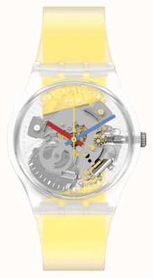 Swatch Wyraźnie żółty zegarek w paski unisex GE291