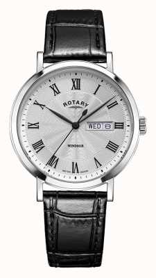 Rotary Damski zegarek z czarnym skórzanym paskiem windsor LS05420/01