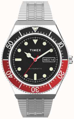 Timex M79 automatyczna czarna tarcza 40 mm z czarnym i czerwonym górnym pierścieniem TW2U83400