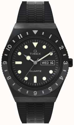 Timex Q diver inspirowany czarną obudową czarna tarcza czarny pasek TW2U61600