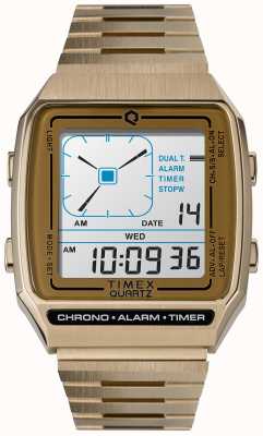 Timex Q lca reedycja bladozłotego zegarka ze stali nierdzewnej z bransoletą TW2U72500