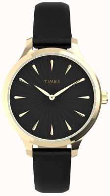 Timex Koperta w złotym kolorze Peyton i czarny pasek z czarną tarczą TW2V06600