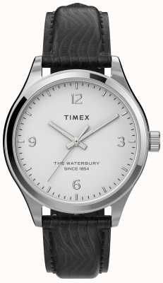 Timex Damskie etui Waterbury w srebrnym odcieniu i czarny pasek TW2U97700