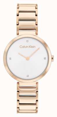 Calvin Klein Zegarek w kształcie litery T bransoleta ze stali nierdzewnej w kolorze różowego złota 25200140