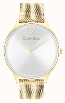 Calvin Klein 2h srebrna tarcza | złota bransoletka z siatki ze stali nierdzewnej 25200003