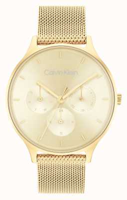 Calvin Klein Wielofunkcyjny złoty stalowy zegarek z datownikiem 25200103