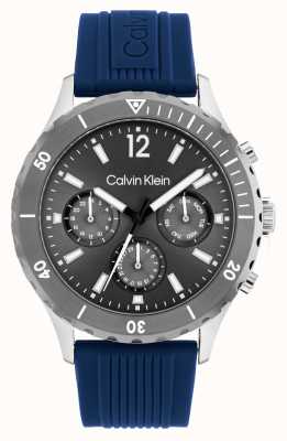 Calvin Klein Męski zegarek chronograf z niebieskim silikonowym paskiem 25200120