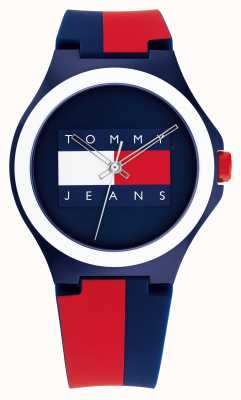 Tommy Jeans Zegarek Berlin z niebieskim, czerwonym i białym paskiem silikonowym 1720025