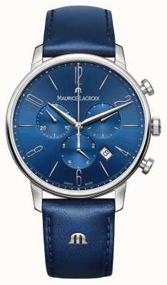 Maurice Lacroix Niebieski skórzany zegarek Eliros z chronografem EL1098-SS001-420-4