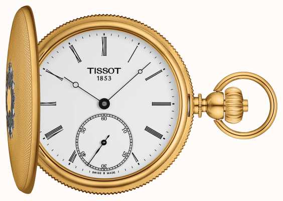 Tissot Mechaniczny zegarek kieszonkowy Savonnette w kolorze żółtego złota T8674053901300