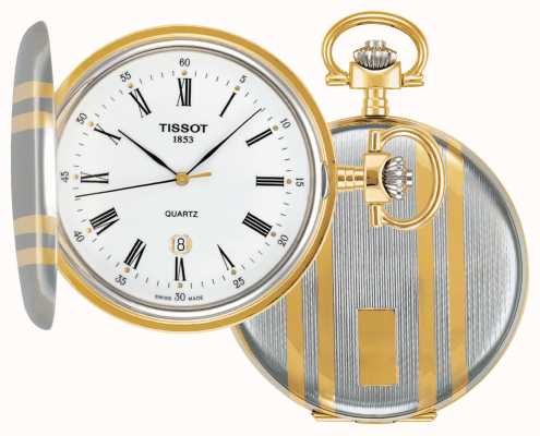 Tissot Dwukolorowy zegarek kieszonkowy Savonnette z pełnym hunterem T83855313