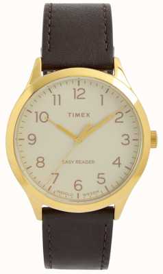 Timex Łatwy czytnik | biała tarcza | brązowy skórzany pasek TW2V28100