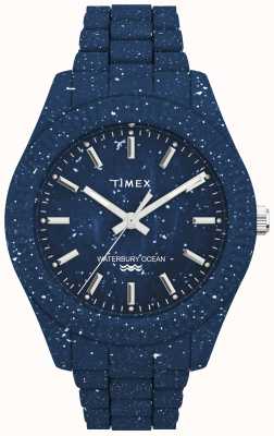 Timex Niebieski plastikowy zegarek Waterbury w cętki oceanu TW2V37400