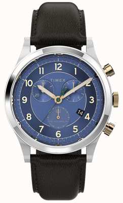 Timex Tradycyjny zegarek Waterbury z chronografem z kopertą 42 mm i skórzanym paskiem TW2V28600