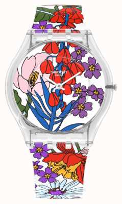 Swatch Skórzany klasyczny rajski zegarek botaniczny SS08K110