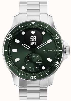 Withings Scanwatch Horizon - zielony smartwatch ze stali nierdzewnej i silikonowy pasek HWA09-MODEL 8-ALL-INT