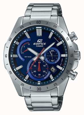 Casio Gmachowy zegarek ze stali nierdzewnej z niebieską tarczą EFR-573D-2AVUEF