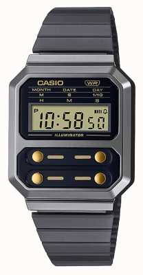 Casio Kolekcja zegarków ze stali szlachetnej pokrytej szarą powłoką A100WEGG-1A2EF